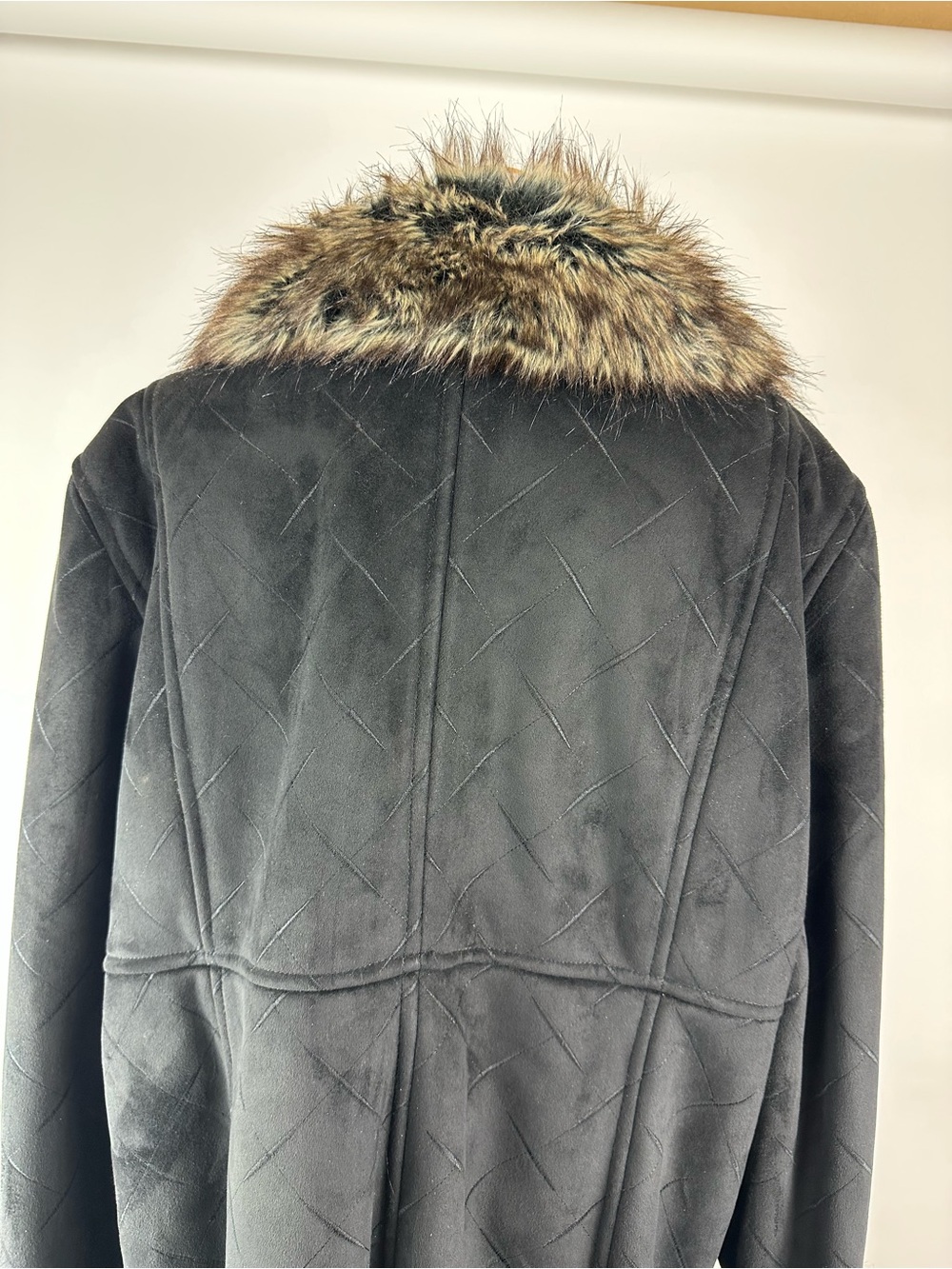 Utex Design Faux Suede Shearling Jacket Faux Fur Trim Size 2X - Picture 11 of 14